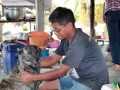 School staff with his dog